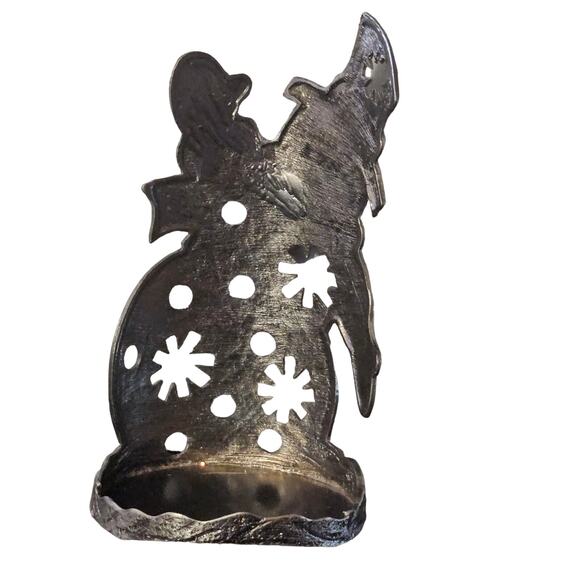 Colonial Candle of Cape Cod Snowman Metal Candle Holder - Picture 2 of 3